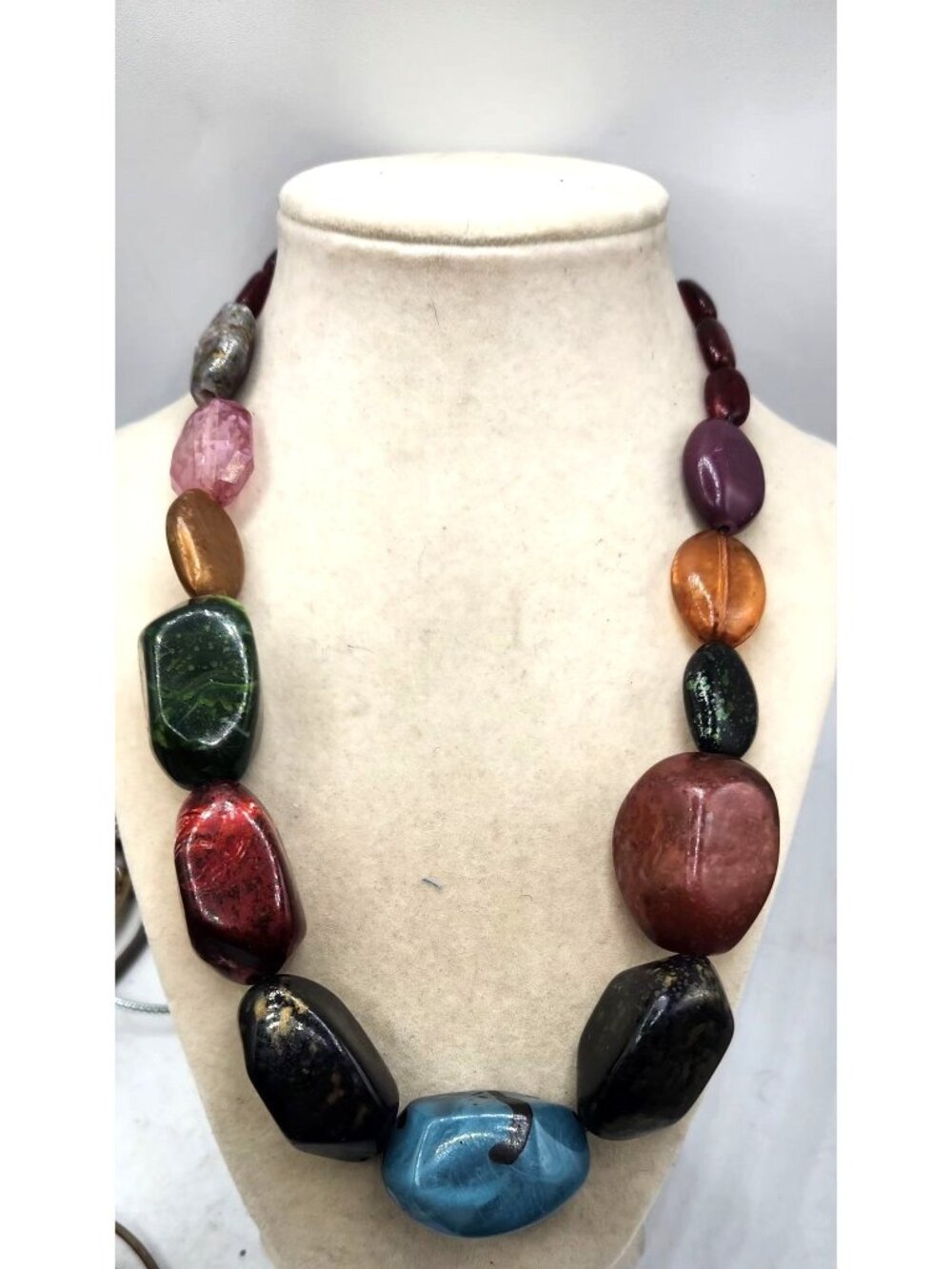 Colorful Chunky Beaded Statement Necklace With Lobster Clasp By Claires